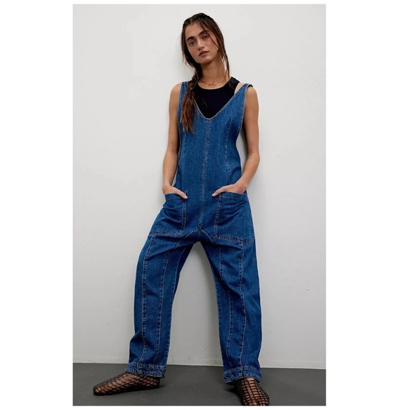 Free People - We The Free Blue Denim Women's Jumpsuit Size S - Picture 3 of 13